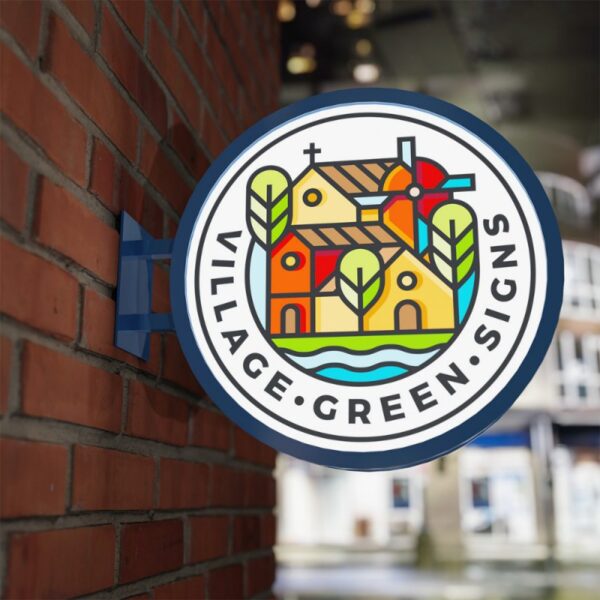 LED Projecting Circle Metal Sign - Image 2